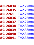 AC-26034  T=2.22mm AC-26035  T=2.23mm AC-2761    T=2.24mm AC-26036  T=2.26mm AC-26037  T=2.27mm AC-26038  T=2.32mm AC-26039  T=2.33mm AC-26040  T=2.34mm AC-26041  T=2.35mm